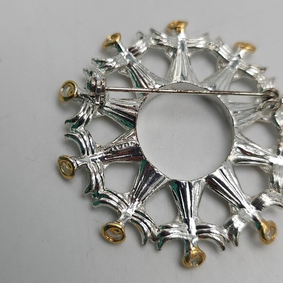 Avon Silver Gold Tone Starburst Angel Circle Pin Brooch - Picture 4 of 5